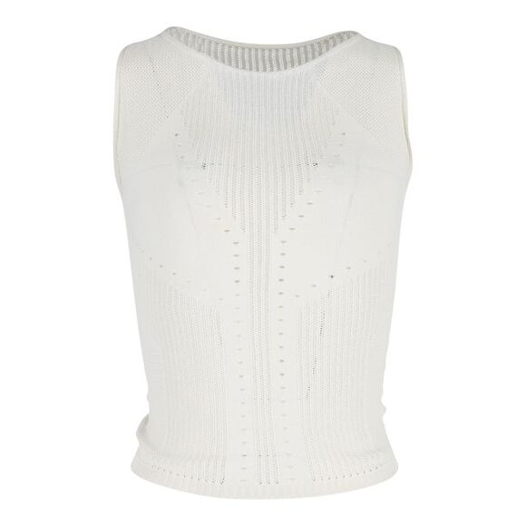 Alberta Ferretti Punched Sleeveless Top in White Viscose